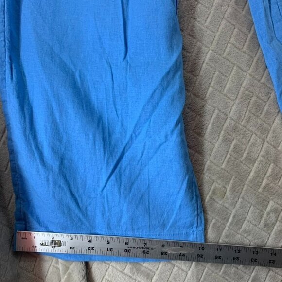 A New Day Womans 6 Linen Blend Pants Blue High Rise Baggy Straight Leg - Picture 10 of 15